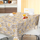 Retro Daisy Taupe Vinyl Oilcloth Tablecloth