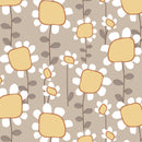 Retro Daisy Taupe Vinyl Oilcloth Tablecloth