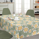 Retro Daisy Green Vinyl Oilcloth Tablecloth