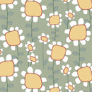 Retro Daisy Green Vinyl Oilcloth Tablecloth