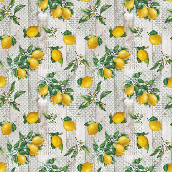 Lemons on Wood Effect Wider Width Extra Wide PVC Vinyl Oilcloth Tablecloth 160cm wide
