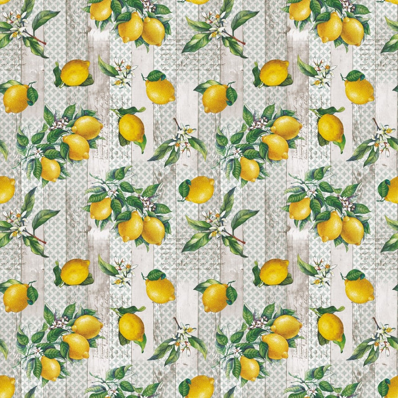 Wipe Clean Tablecloth Vinyl PVC Lemons on Wood Effect 160cm Round Wide