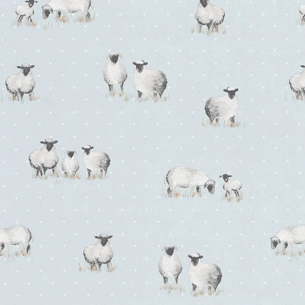 Sheepy Sheep Sky Blue Oilcloth Tablecloth