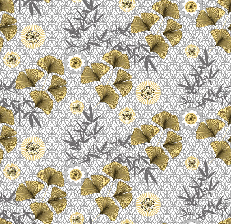 Oriental Gold and Silver Pattern Tex Vinyl Tablecloth