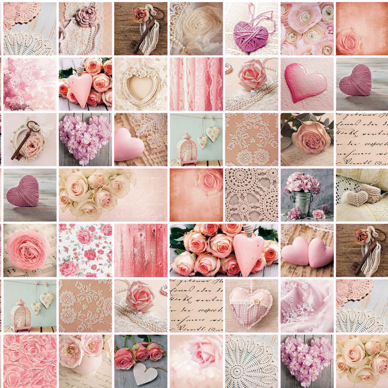 Pandora Hearts and Flowers Pink PVC Vinyl Tablecloth 20 Metres x 140cm