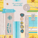 On The Beach Blue and Yellow  PVC Vinyl Tablecloth Roll 20 Metres x 140cm