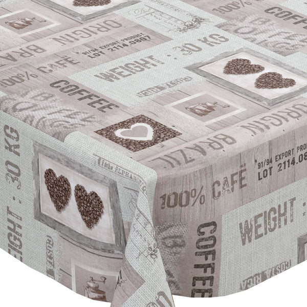 Brazil Coffee Grey Vinyl Tablecloth Roll 20 Metres x 140cm Full Roll