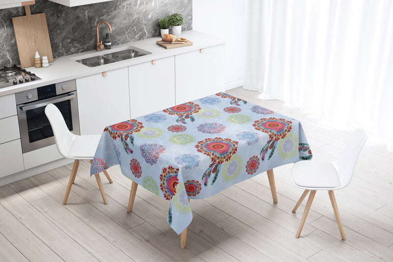 Dream Catcher Blue Vinyl Oilcloth Tablecloth