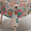 Birds Forest Taupe  PVC Vinyl Wipe Clean Tablecloth  130cm x 140cm Warehouse Clearance