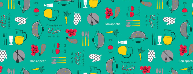 Kitchen Fun  PVC Vinyl Tablecloth 20 Metres