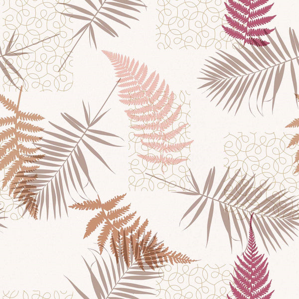Fern Leaves Natural PVC Vinyl Tablecloth 20 Metres Roll - Warehouse Clearance