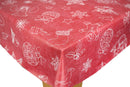 Festive Red Vinyl Oilcloth Tablecloth 140cm x 140cm   -  Christmas Warehouse Clearance