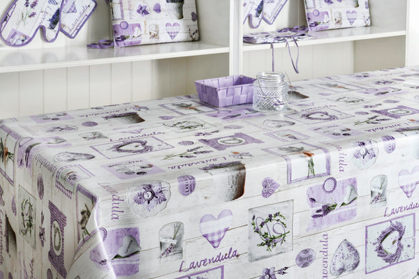 Lilac Lavendula Flowers Vinyl Oilcloth Tablecloth