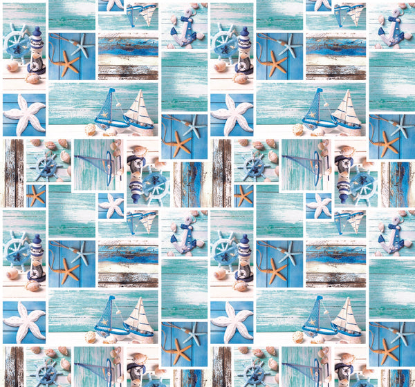 Starfish Beach Vinyl Oilcloth Tablecloth