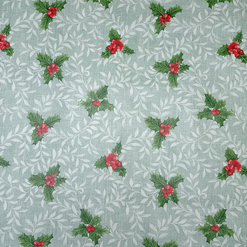 Christmas Holly Duckegg vinyl tablecloth OVAL 220cm x 140cm-Warehouse Clearance