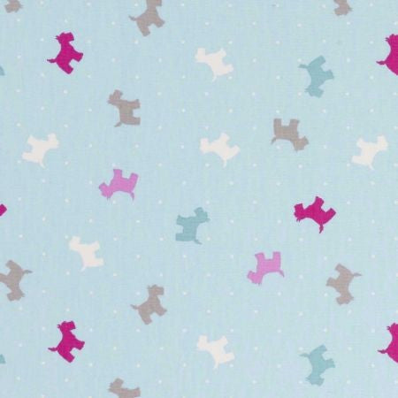 Alfie Scottie Aqua Oilcloth Tablecloth