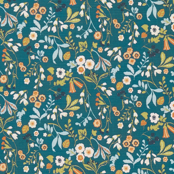 Ashbee Teal Floral Oilcloth Tablecloth