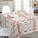 Red Blue Beige Checkered Vinyl Oilcloth Tablecloth