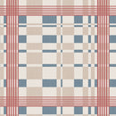 Red Blue Beige Checkered Vinyl Oilcloth Tablecloth