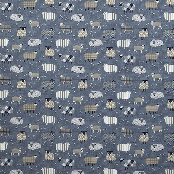 Baa Baa Sheep Denim Blue Oilcloth Tablecloth Smd i-liv