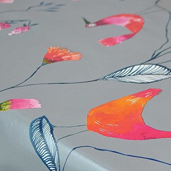 Barmy Birds Grey PVC Vinyl Wipe Clean Tablecloth  150cm x 140cm Warehouse Clearance