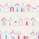 Beach Huts PINK Oilcloth Tablecloth Fryetts Fabrics