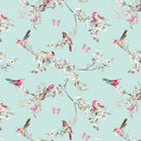 Beautiful Birds Duck Egg Oilcloth Tablecloth