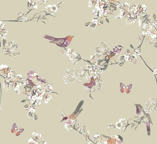 Beautiful Birds Sage Green Oilcloth Tablecloth