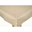 Beige Polka Dot PVC Vinyl Wipe Clean Tablecloth  130cm x 160cm Warehouse Clearance