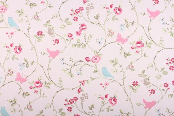 Bird Trail Rose Pink Oilcloth Tablecloth