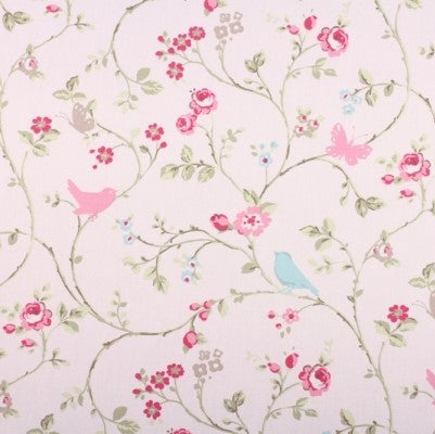 Bird Trail Rose Pink Oilcloth Tablecloth
