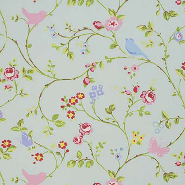 Bird Trail Rose Seafoam Oilcloth Tablecloth Clarke and Clarke