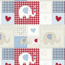 Bo Bo Elephant Oilcloth BLUE Tablecloth