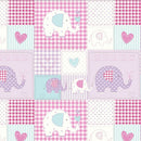 Bo Bo Elephant Oilcloth PINK Tablecloth