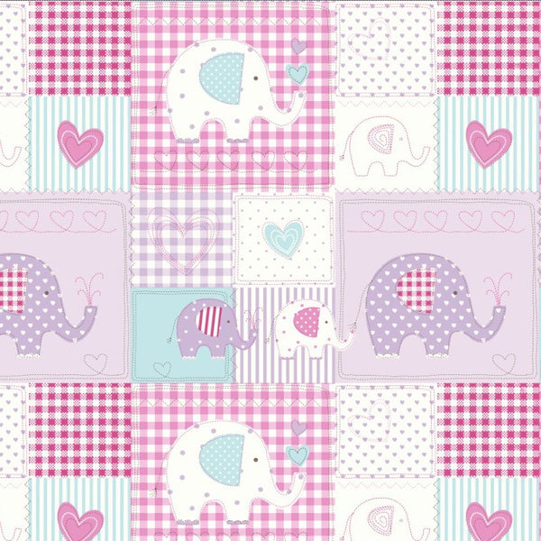 Bo Bo Elephant Oilcloth PINK Tablecloth