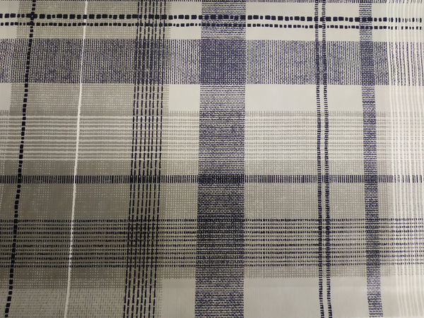 Brodie Check Navy and Grey  PVC Vinyl Tablecloth 20 Metres
