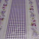 Chantilly Rose Gingham Stripe Lilac PVC Vinyl Tablecloth 20 Metres