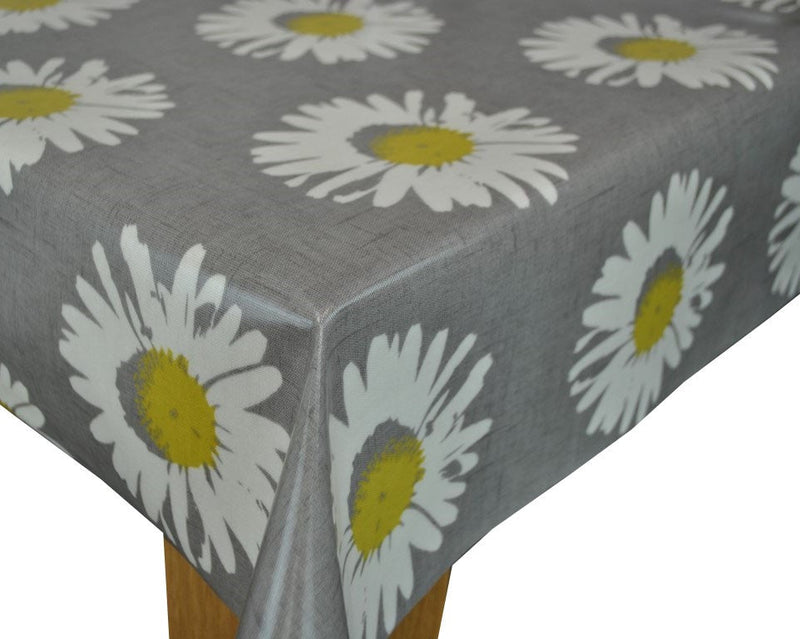 Capri Daisy Chartreuse Grey Oilcloth Tablecloth