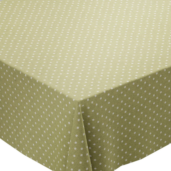 Carousel Fennel Green Polka Dot Oilcloth Tablecloth by I-Liv