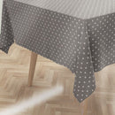 Carousel Pebble Grey Polka Dot Oilcloth Tablecloth I-Liv