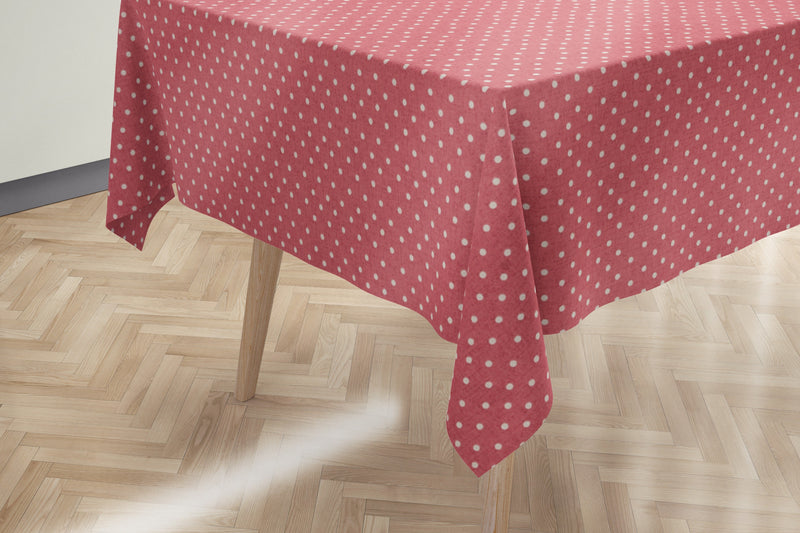 Carousel Tearose Pink Polka Dot Oilcloth Tablecloth by I-Liv