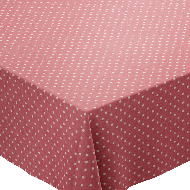 Carousel Tearose Pink Polka Dot Oilcloth Tablecloth by I-Liv