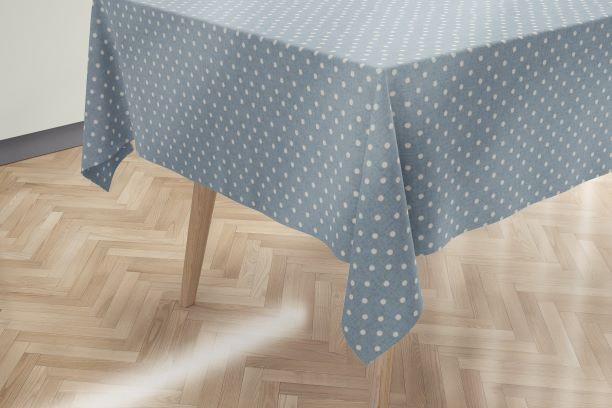 Carousel Wedgewood Polka Dot Oilcloth Tablecloth I-Liv