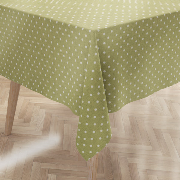 Carousel Willow Green Polka Dot Oilcloth Tablecloth by I-Liv