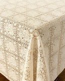 Chantilly Floral Lace Squares Cream PVC Vinyl Oilcloth Tablecloth