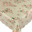 Scallop Edge Pink Blossom Vinyl Oilcloth Tablecloth