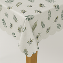 Scallop Edge Olive Branch Vinyl Oilcloth Tablecloth