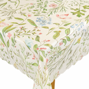 Scallop Edge Pastel Butterfly Flowers New Vinyl Oilcloth Tablecloth