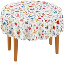 Scallop Edge Watercolour Butterfly Flowers Vinyl Oilcloth Tablecloth