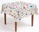 Scallop Edge Watercolour Butterfly Flowers Vinyl Oilcloth Tablecloth